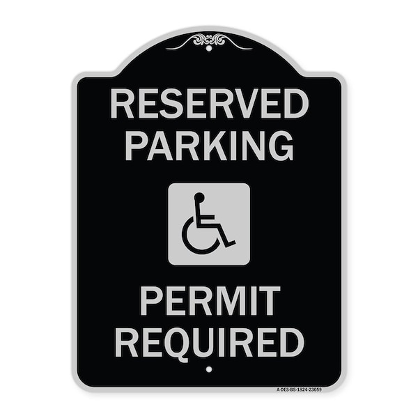 Reserved Parking Permit Required W/ Graphic Heavy-Gauge Aluminum Sign, 24" x 18", BS-1824-23059